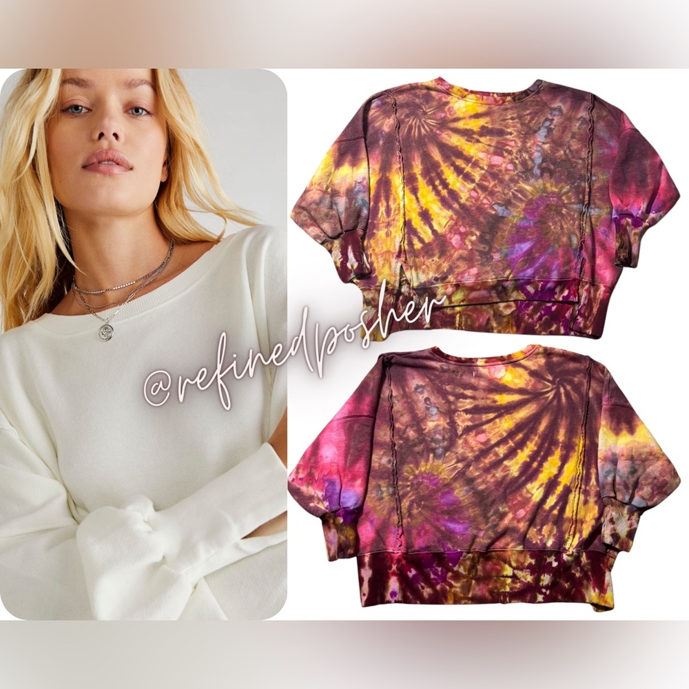 Free People We the Free Camden Sweater size Small NEW White Tie Dye